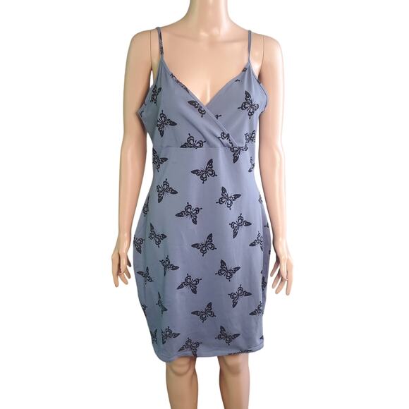 NEW Wild Fable XXL Y2K Babydoll Spaghetti Strap Bodycon Mini Dress Butterfly - Picture 1 of 9